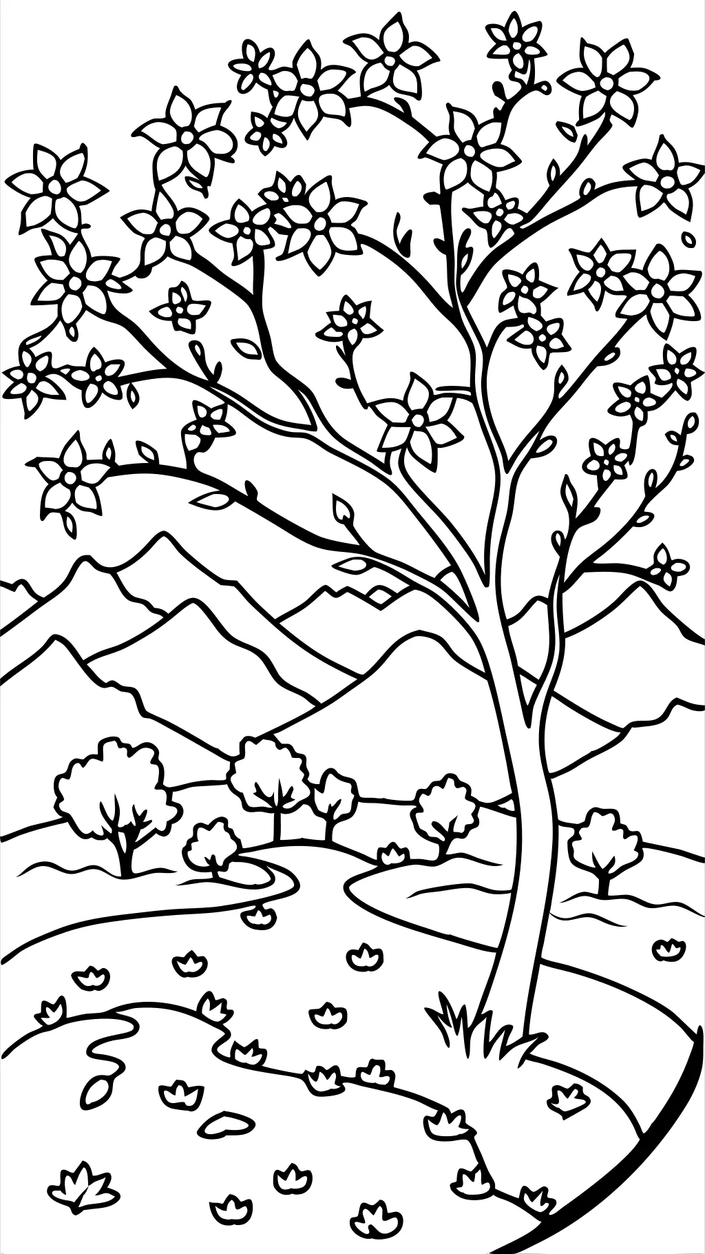 coloriages d’arbres de fleur de cerisier